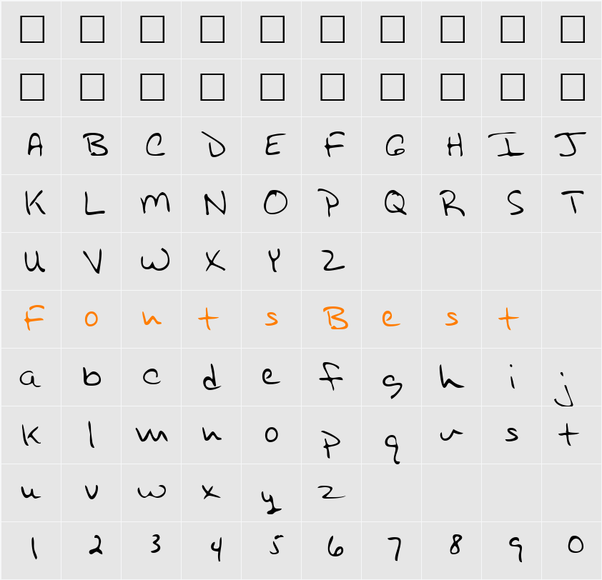 SammysHand Character Map