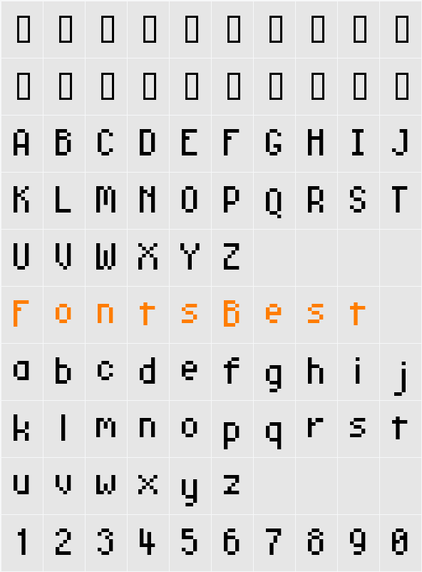 PixelHugger Character Map