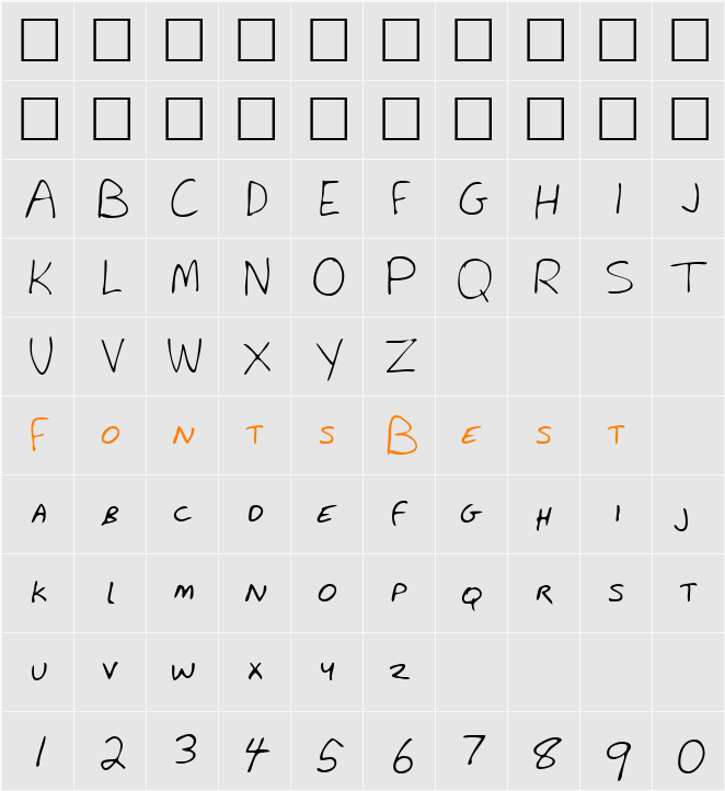 WillysHand Character Map
