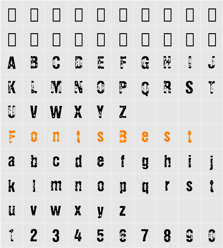 Eroxion BT Character Map