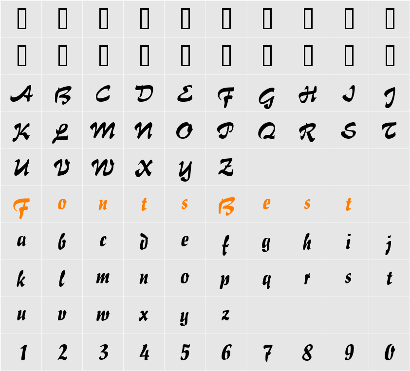 GE Flair Brush Character Map