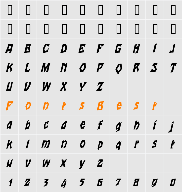 TalonCondensed Character Map