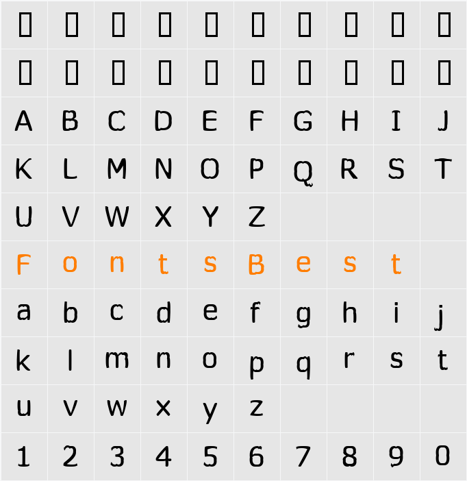Wormfont Character Map