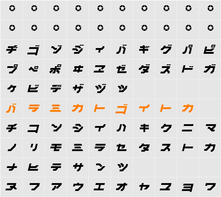 SynthekKana LDR Character Map