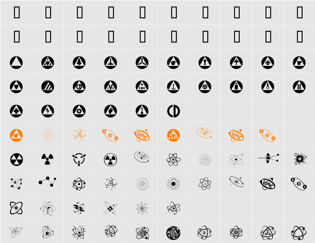 P22 Atomica Character Map