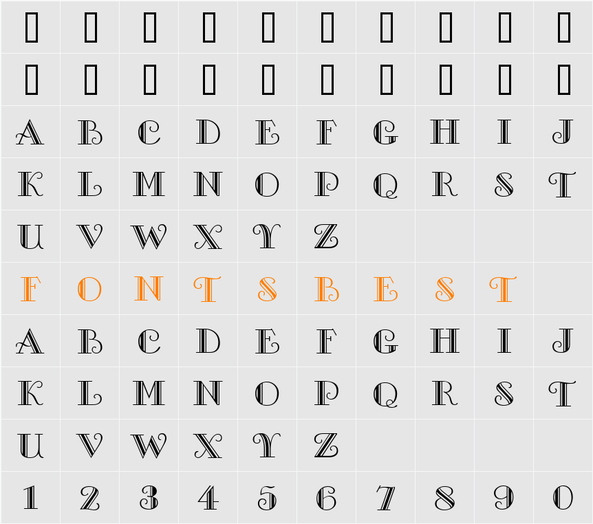 GE Galleria Character Map