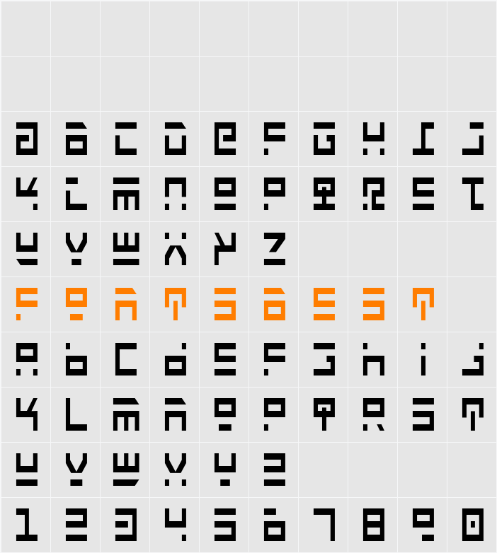 Rocket Type Condensed Character Map