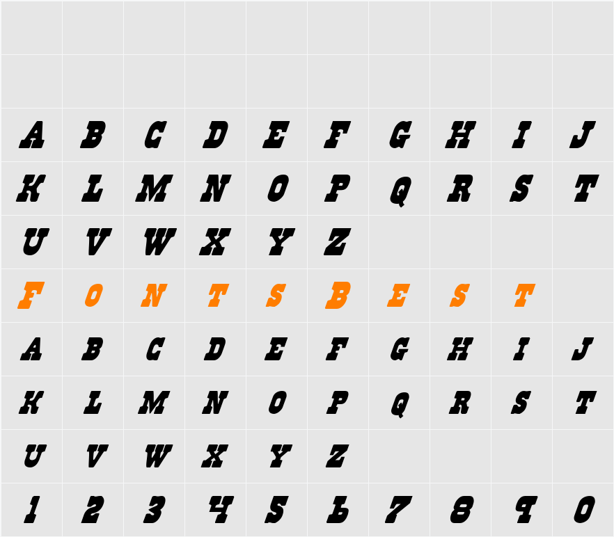 Regulators Italic Character Map