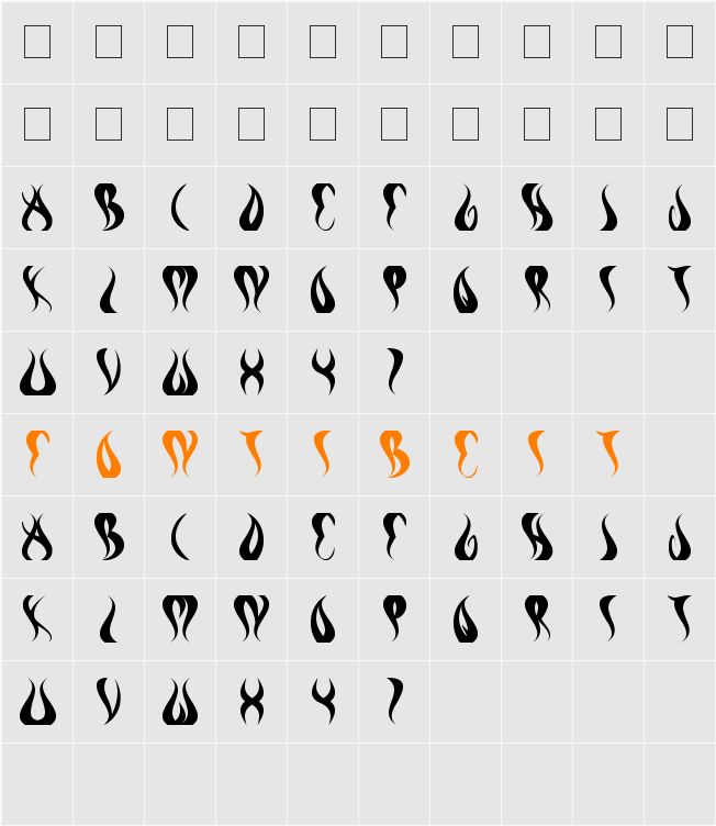 eternal flame Character Map