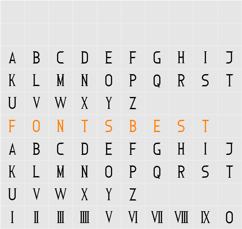 Roman Font 7 Character Map