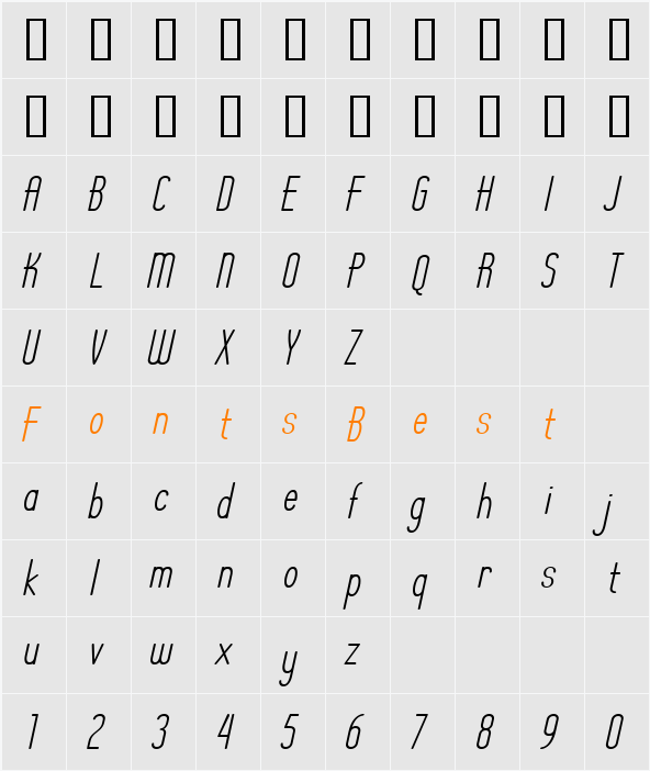 Operator Nine BTN Character Map