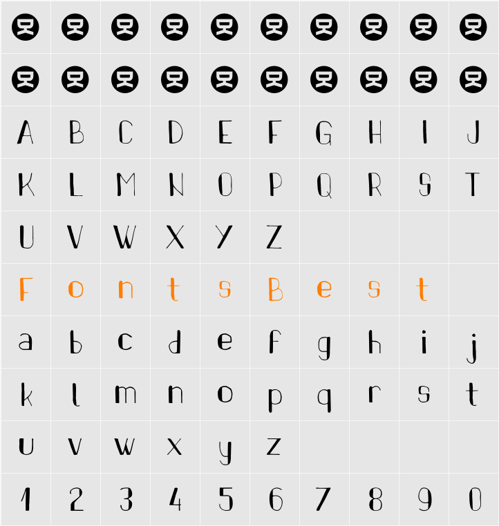 Pinon Character Map