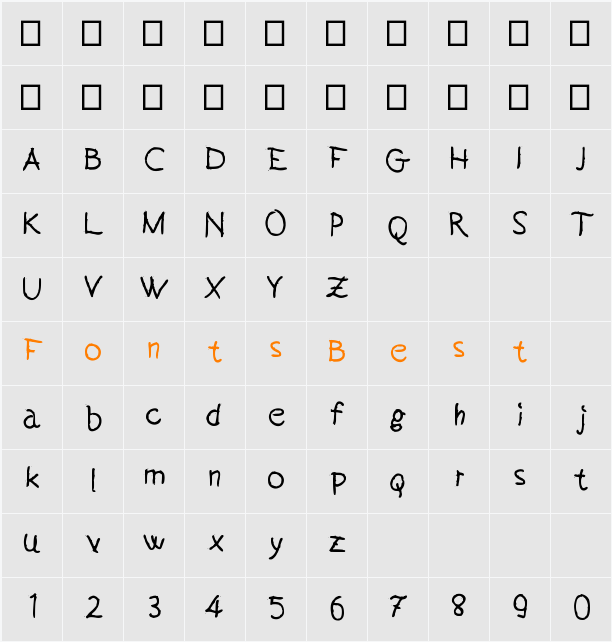 Handeer Character Map