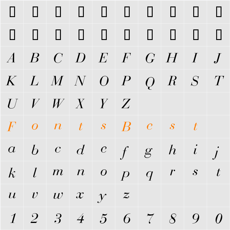 Bodoni-Display Character Map