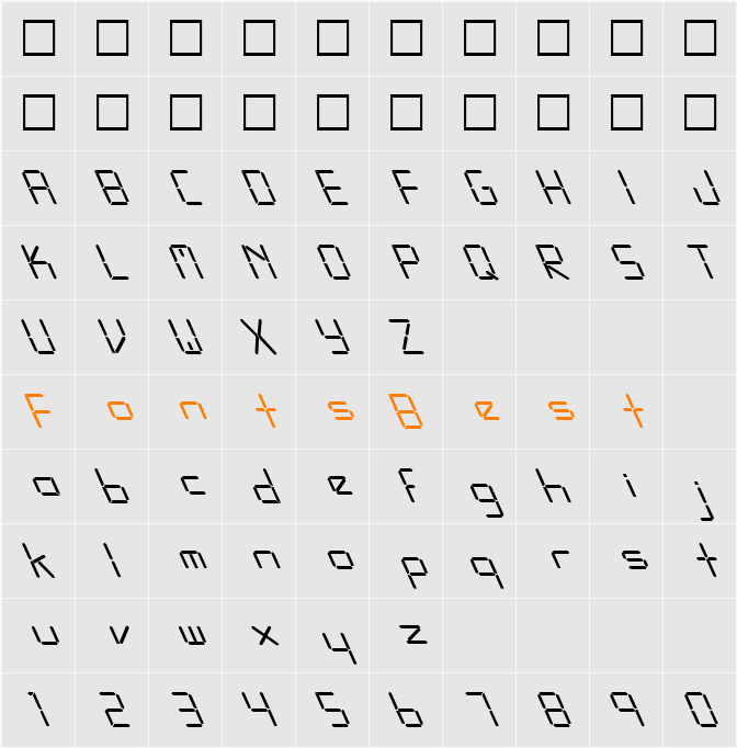 FZ DIGITAL 10 LEFTY Character Map