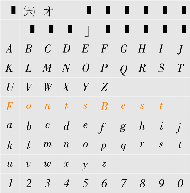 EU-BX Character Map