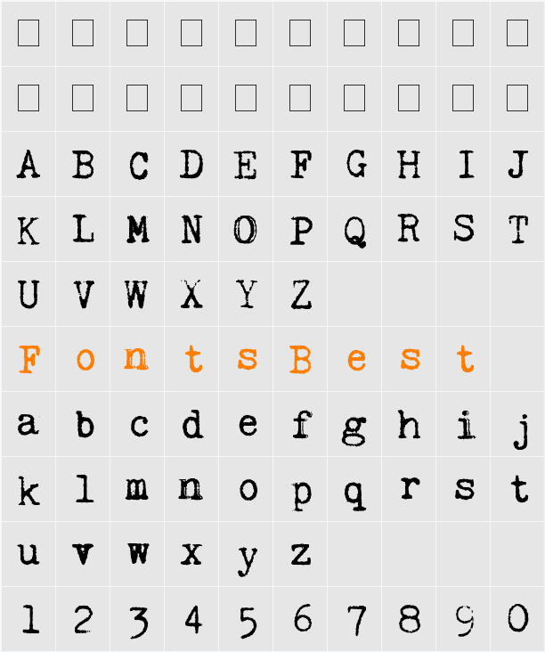 Kingthings Trypewriter Character Map