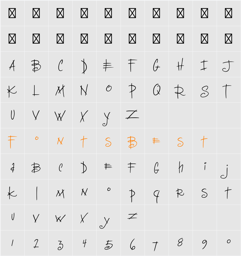 Deelirious ITC Std Character Map