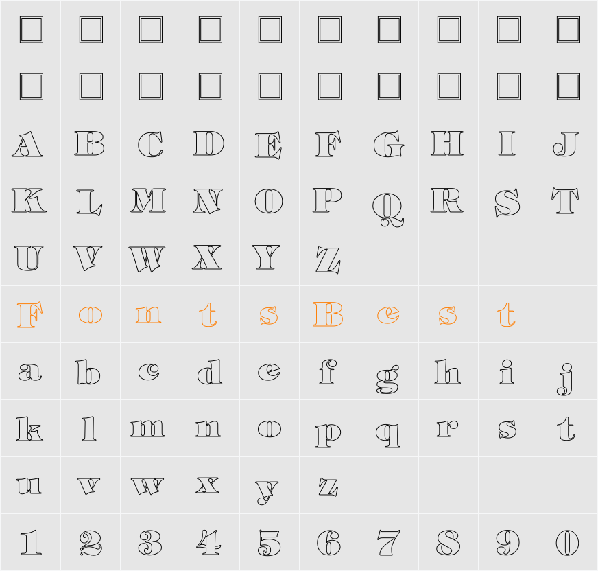 Tiffany-Heavy-Normal Hollow Character Map
