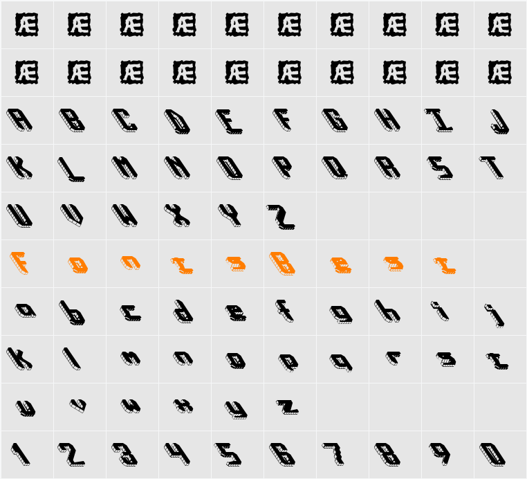 Block Tilt BRK Character Map