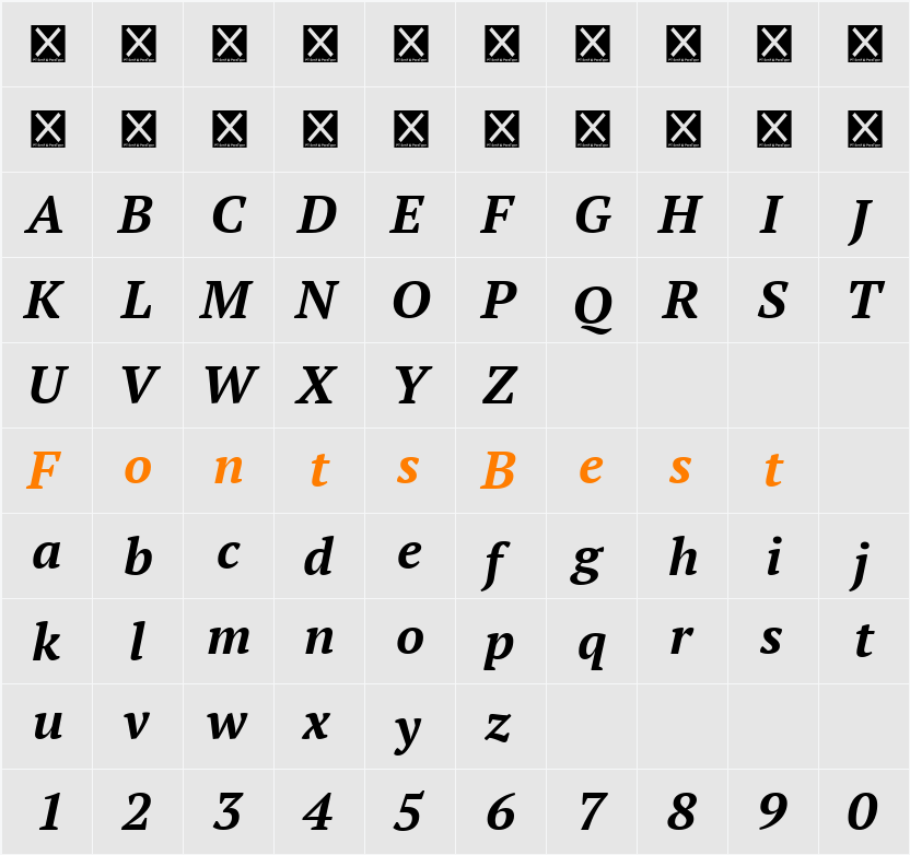 PT Serif Character Map