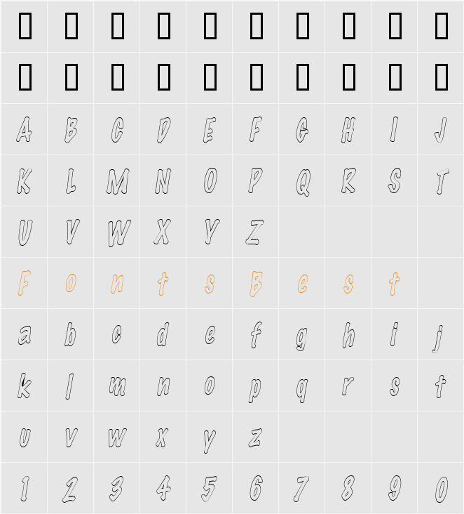 Marker-Hollow-Condensed Character Map
