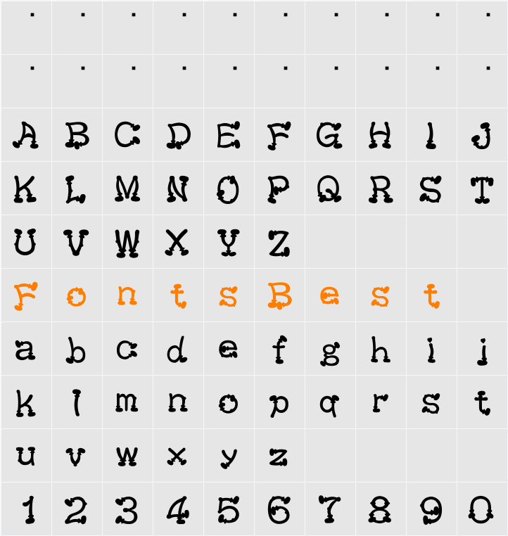 KeiBoots Font Character Map