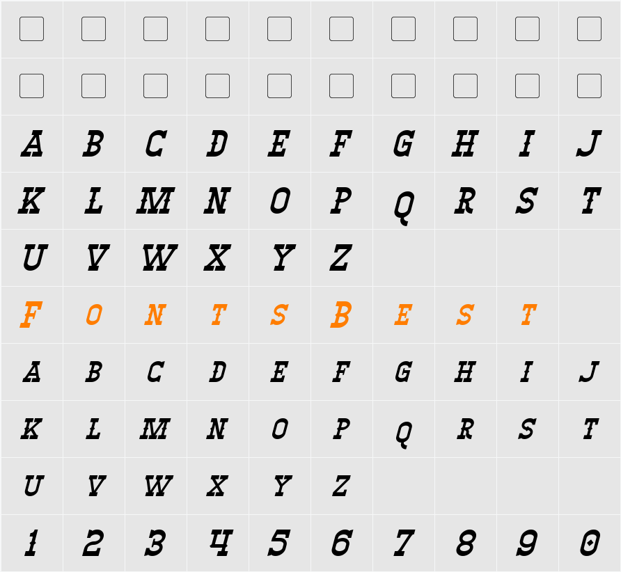 Winslett Character Map