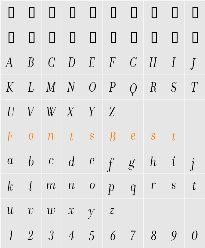 Donatora Display Character Map