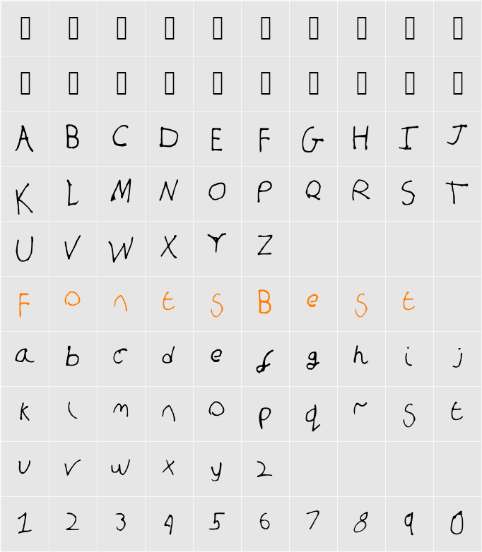 SandcastleMedium Character Map