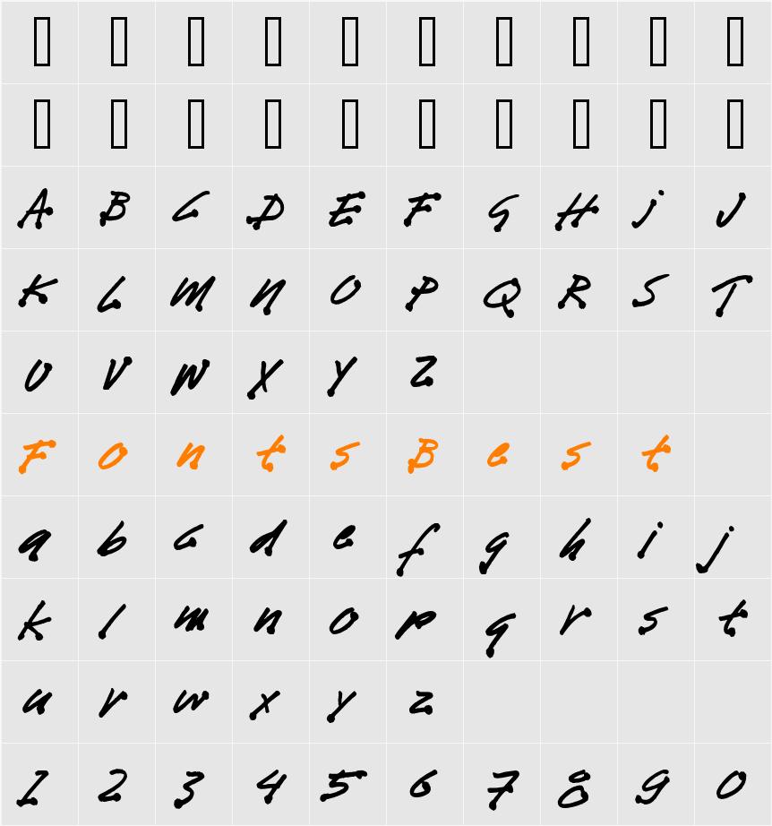 Bleedblob BTN Character Map