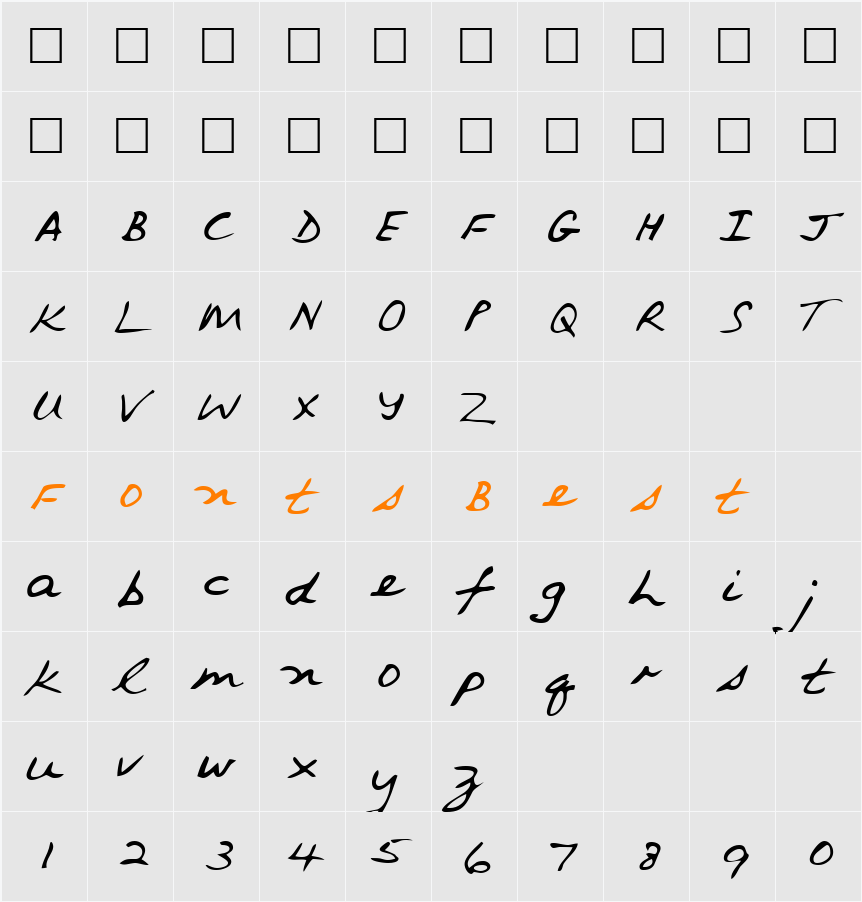 EddiesHand Character Map