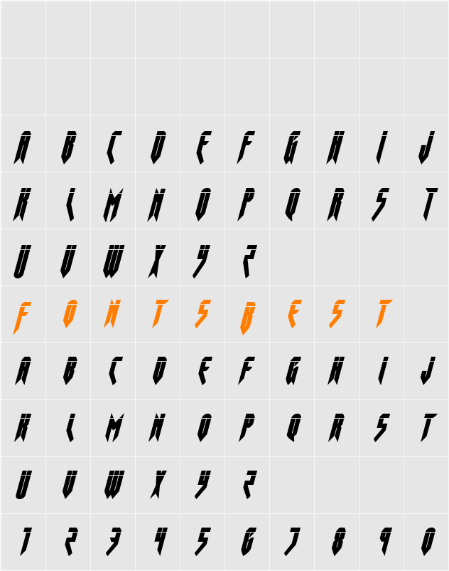 Opus Magnus Laser Condensed Italic Character Map