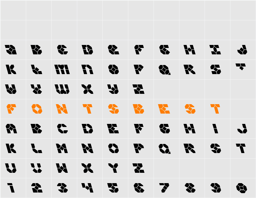 Zoom Runner Leftalic Character Map