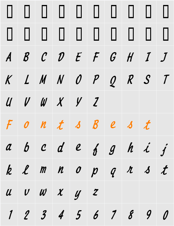 Manuscript Thin Character Map