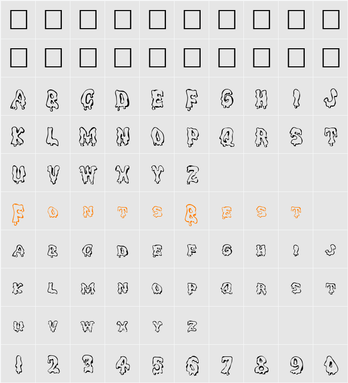 GhoulyCaps Character Map