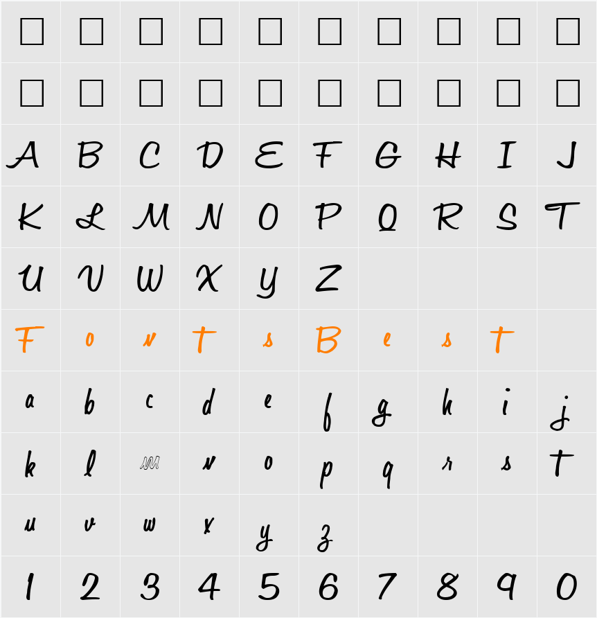 PositiveNew45 Character Map