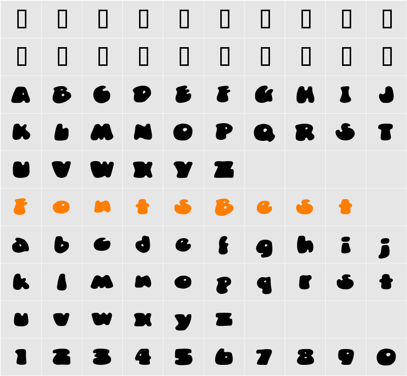 DunceCap BB Character Map