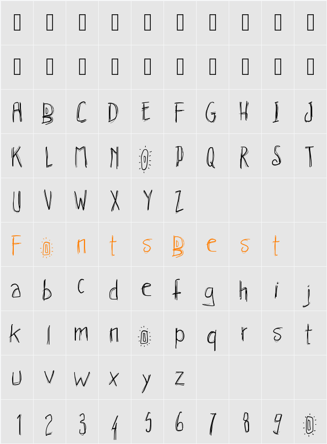 PWHachures Character Map