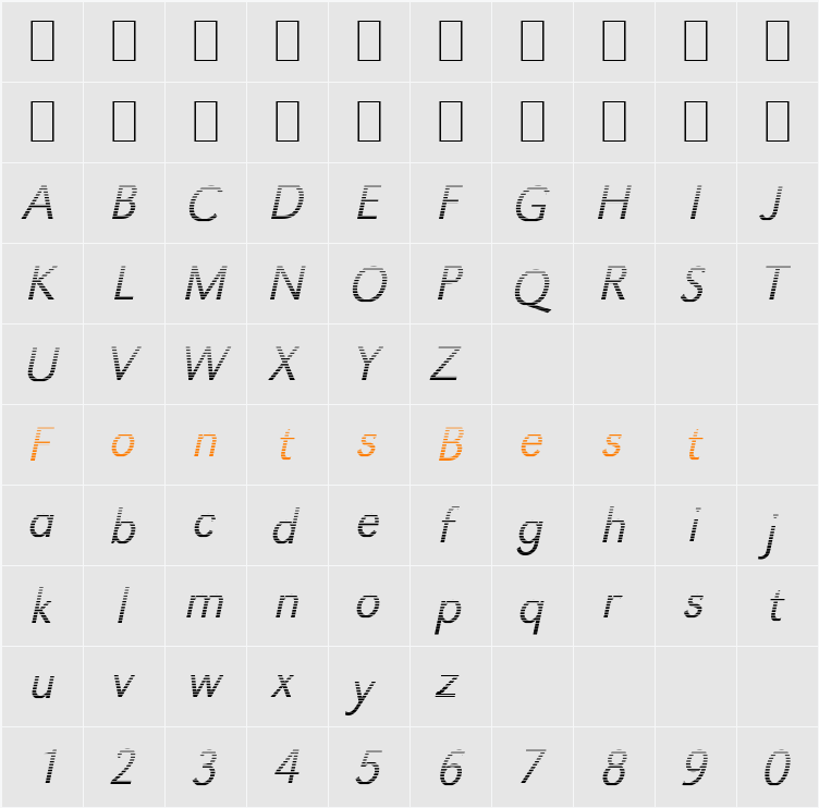 TomBeckerGradient-Light Character Map