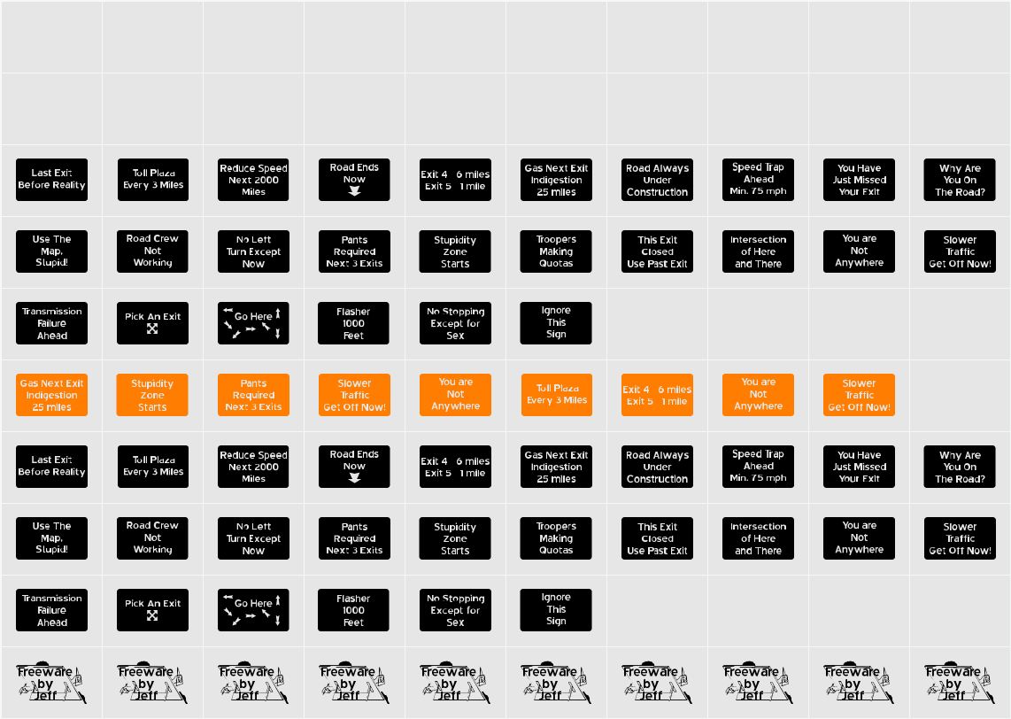 Road To Nowhere JL Character Map