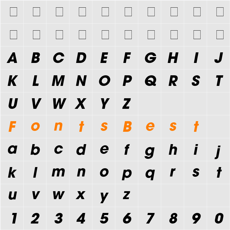 Trendex Black SSi Character Map