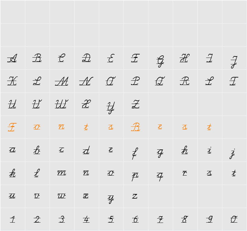 SchulschriftB-L2 Character Map