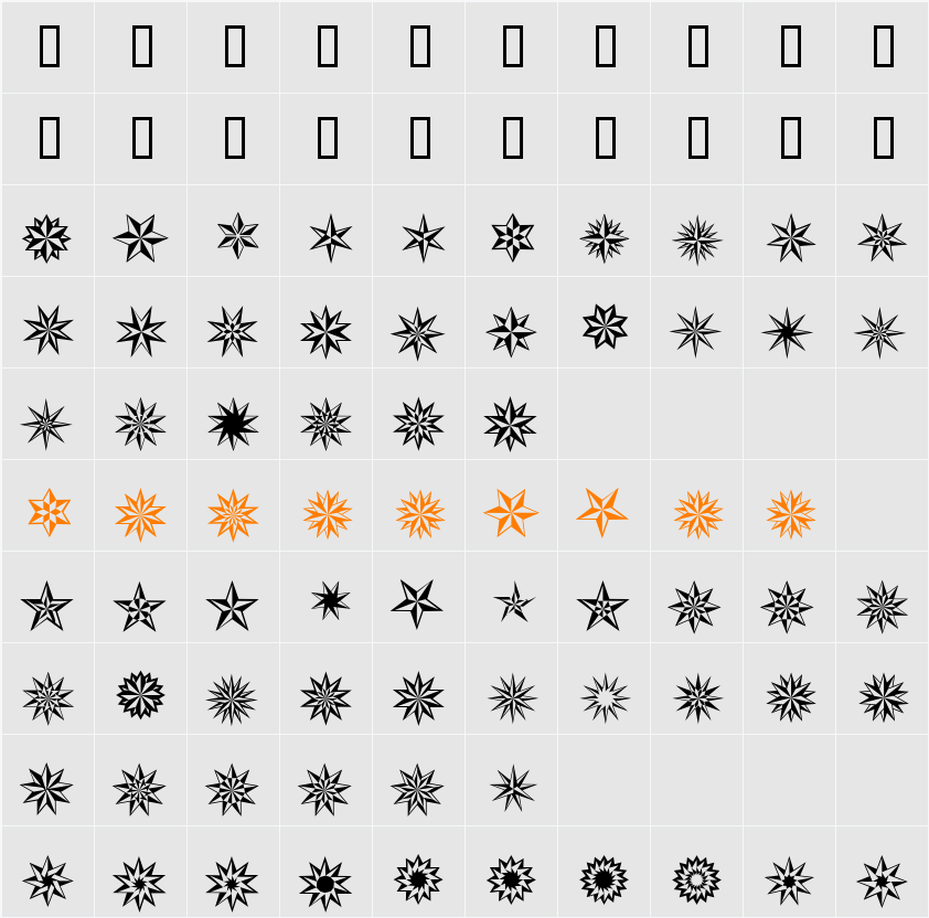 XStarsAndStripesOne Character Map