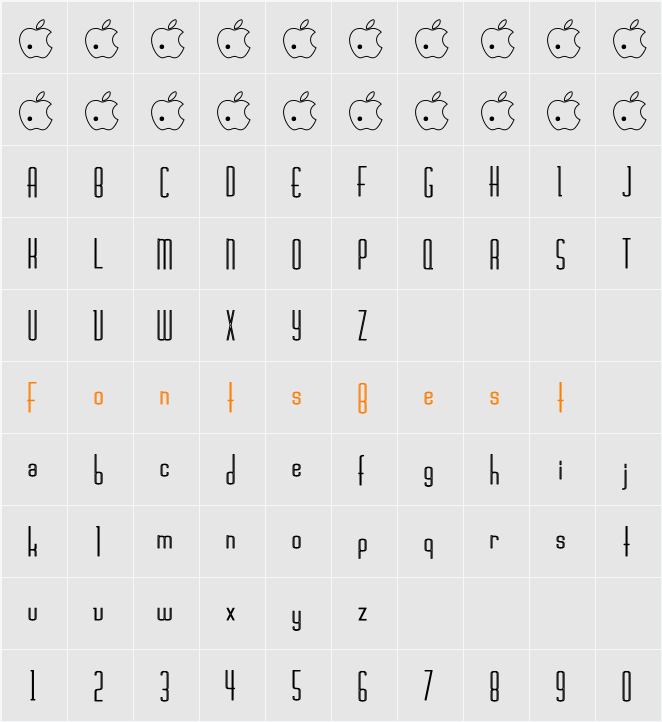 Rschasline Hollow Character Map