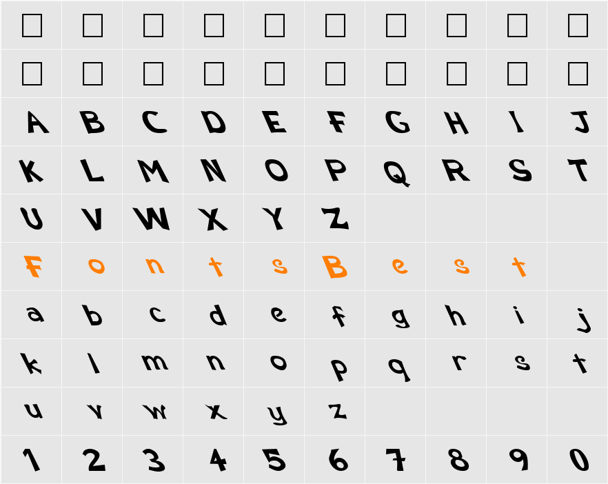 FZ BASIC 12  LEFTY Character Map