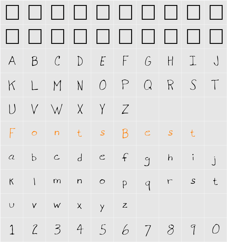 LEHN071 Character Map