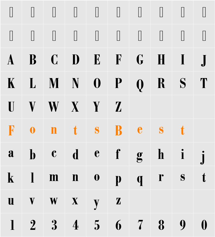 BodoniAntTDemBolCon Character Map