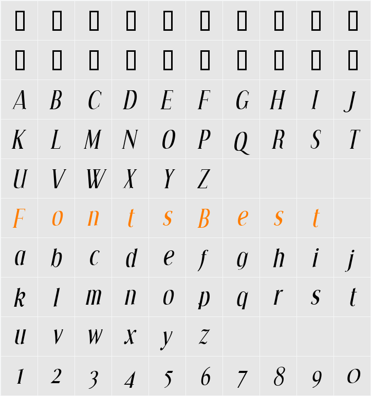 Effloresce Character Map