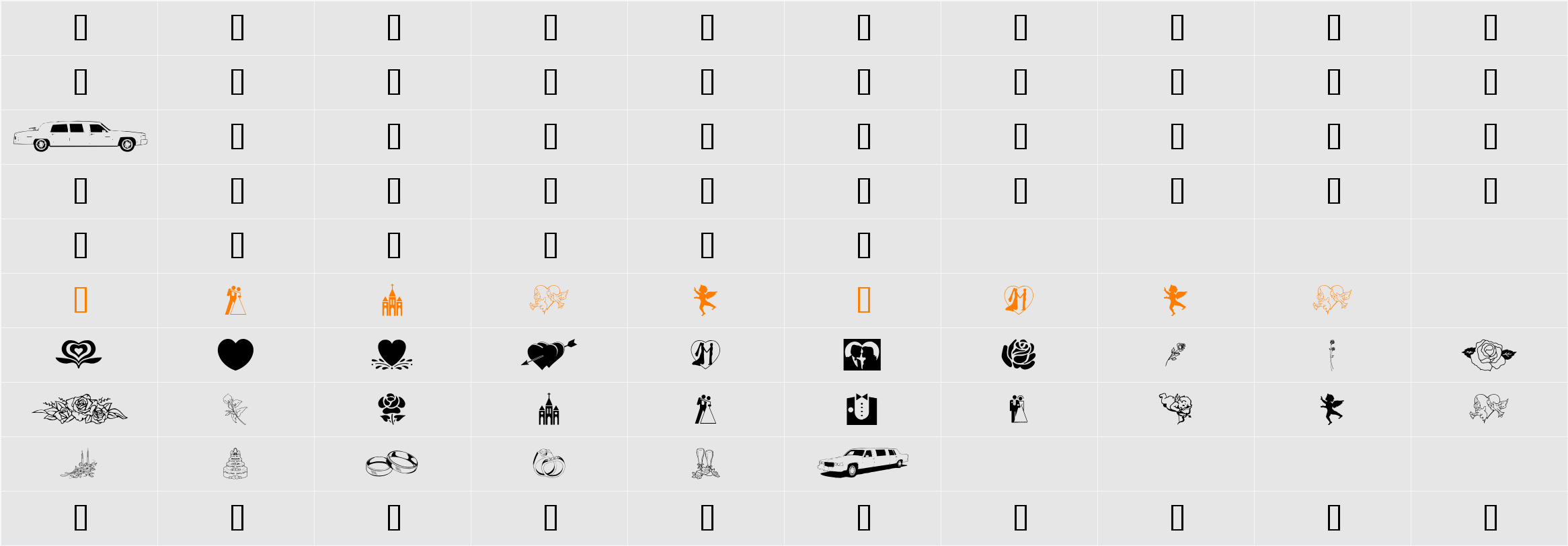 GE Wedding Bliss Character Map
